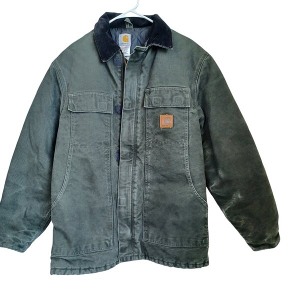 Carhartt Other - Carhartt Coat Dual Zip Canvas Chore Coat Corduroy Collar Jacket Mens size Medium